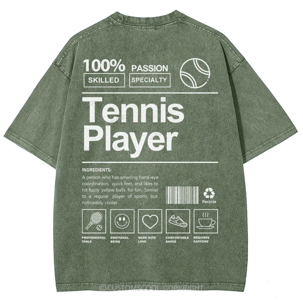 Tennis Player Unisex Fit Washed T-Shirt Customscool