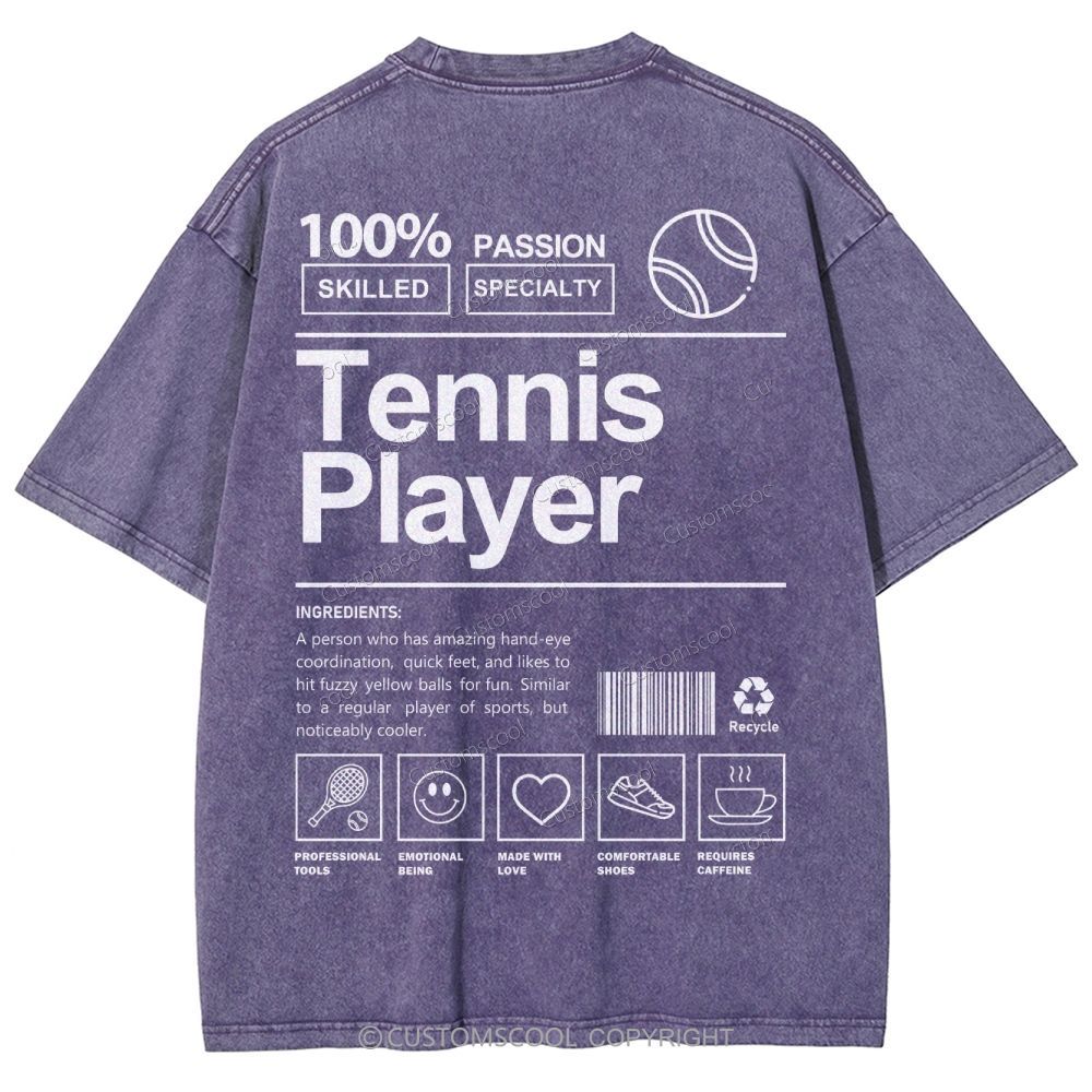 Tennis Player Unisex Fit Washed T-Shirt Customscool