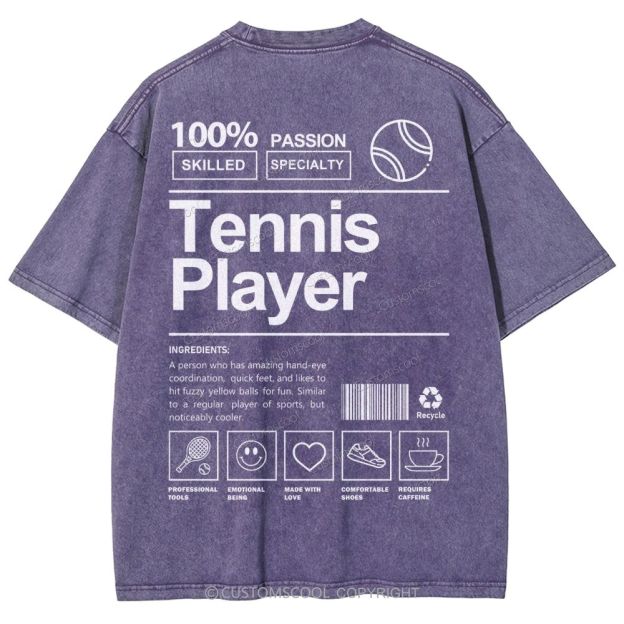 Tennis Player Unisex Fit Washed T-Shirt Customscool