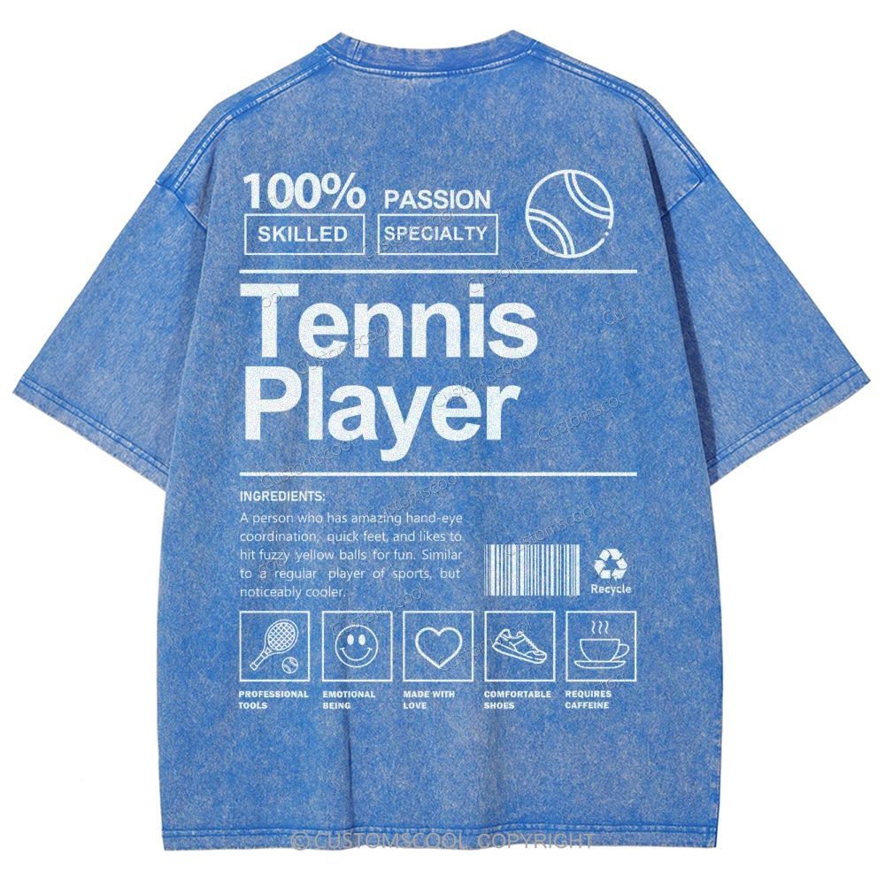 Tennis Player Unisex Fit Washed T-Shirt Customscool