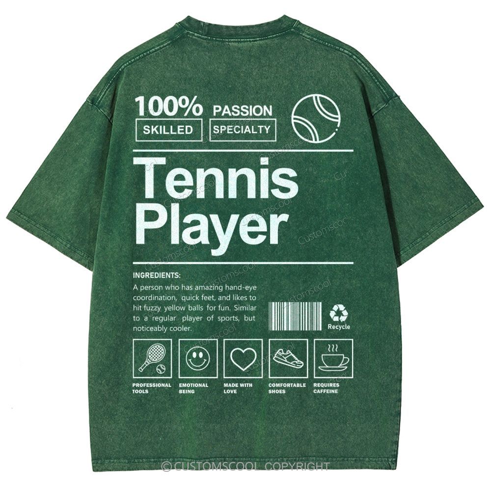 Tennis Player Unisex Fit Washed T-Shirt Customscool
