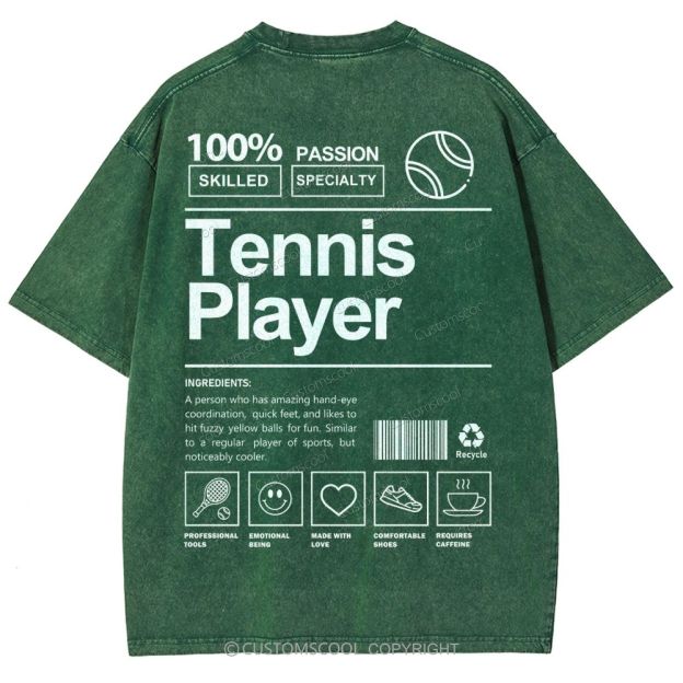 Tennis Player Unisex Fit Washed T-Shirt Customscool