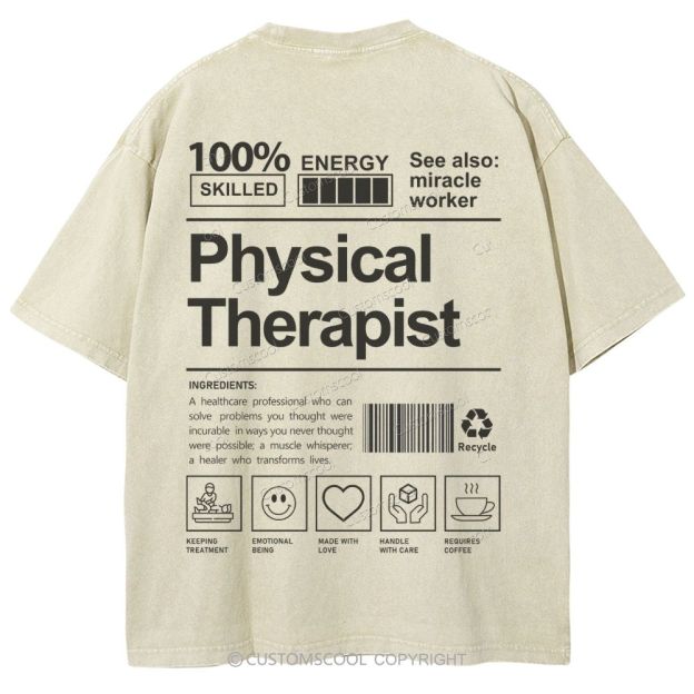 Physical Therapist Unisex Fit Washed T-Shirt Customscool