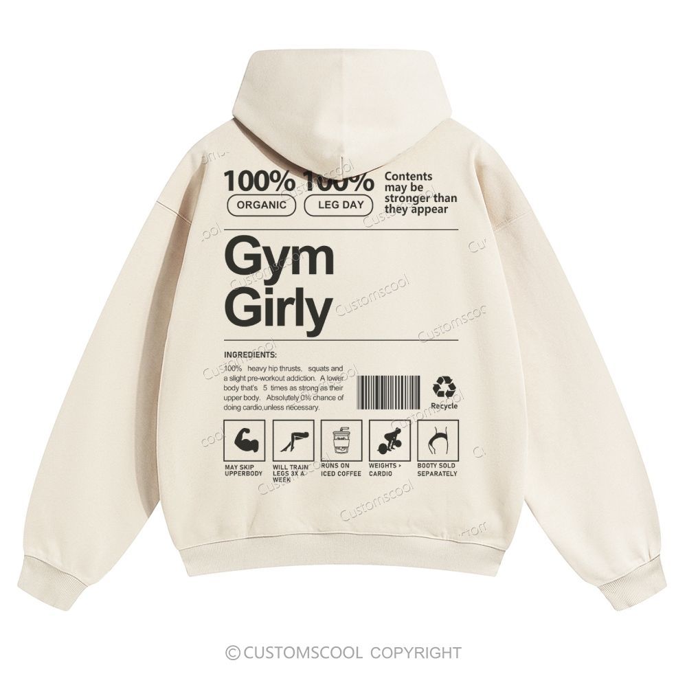 Gym Girly Solid Color Hoodie Customscool
