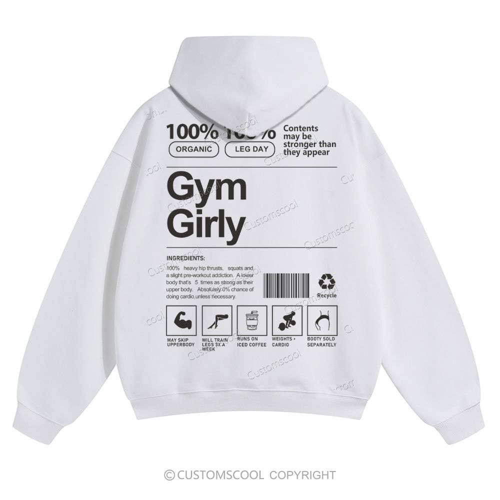 Gym Girly Solid Color Hoodie Customscool