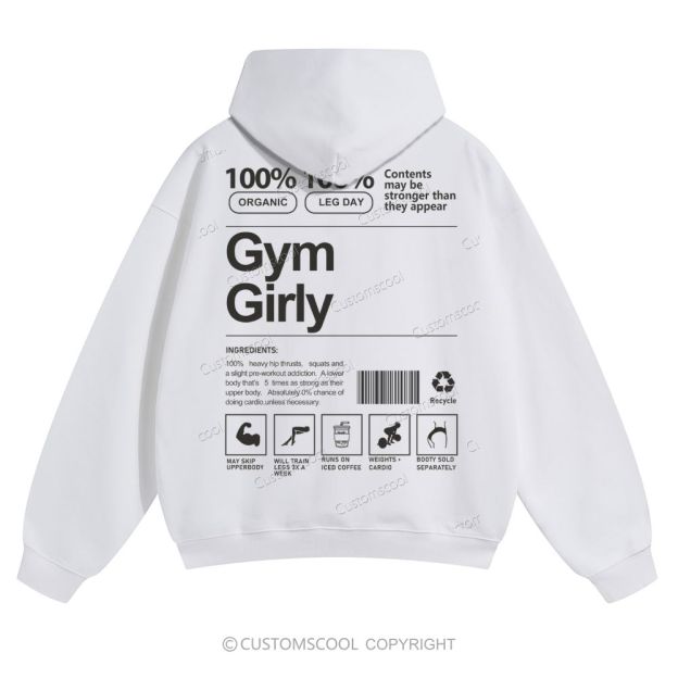 Gym Girly Solid Color Hoodie Customscool