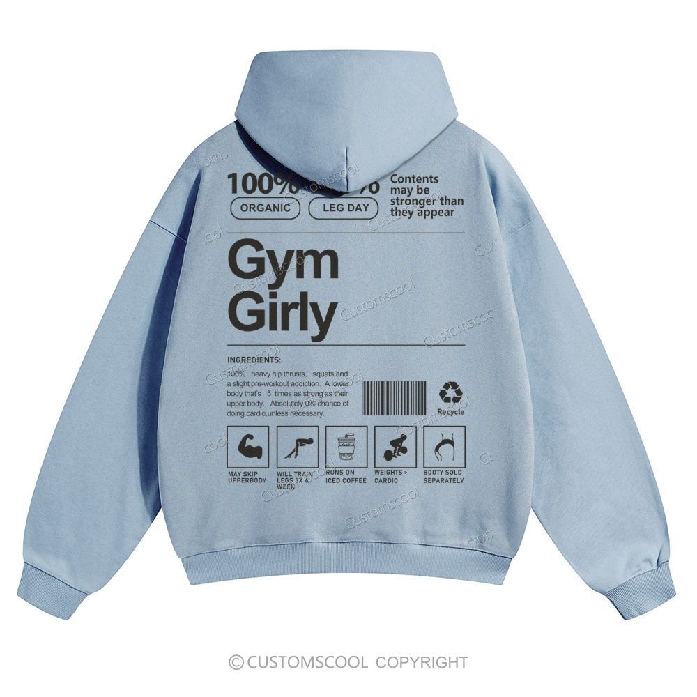 Gym Girly Solid Color Hoodie Customscool