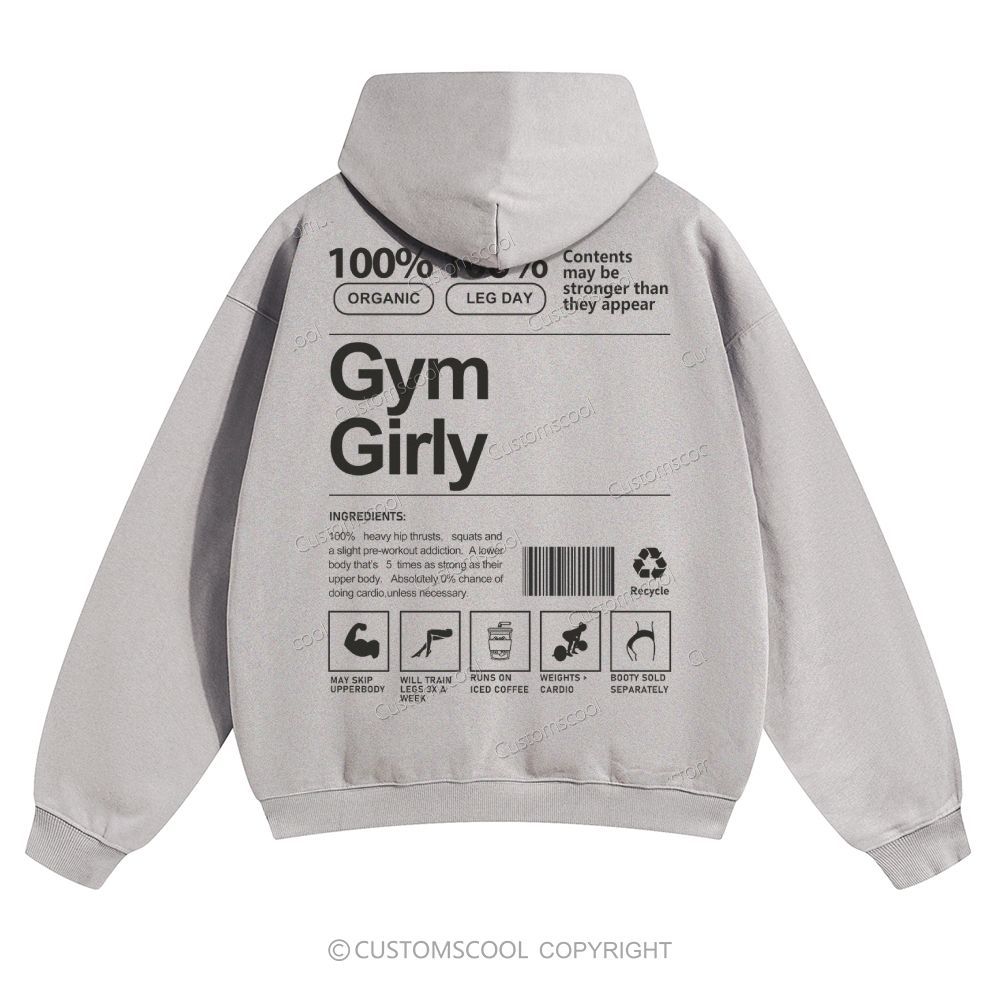 Gym Girly Solid Color Hoodie Customscool