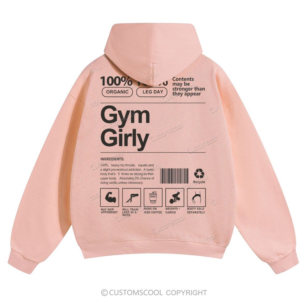 Gym Girly Solid Color Hoodie Customscool