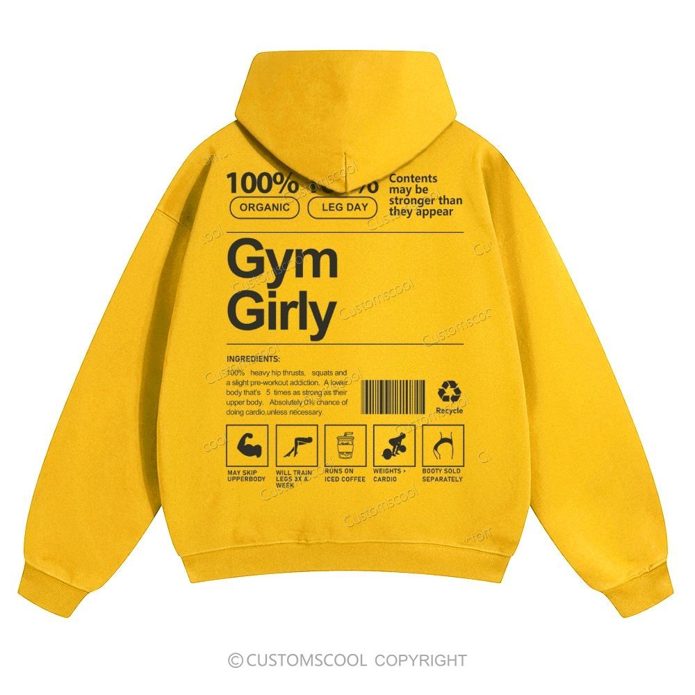Gym Girly Solid Color Hoodie Customscool