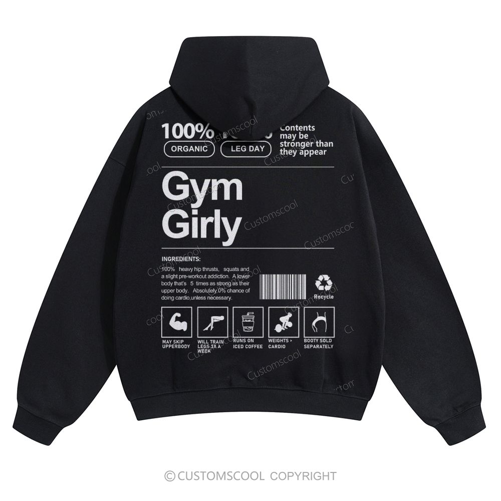Gym Girly Solid Color Hoodie Customscool