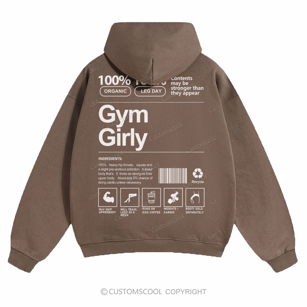 Gym Girly Solid Color Hoodie Customscool