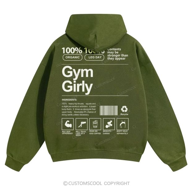Gym Girly Solid Color Hoodie Customscool