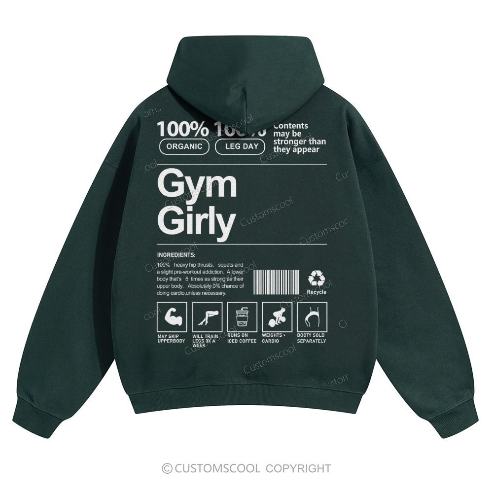 Gym Girly Solid Color Hoodie Customscool