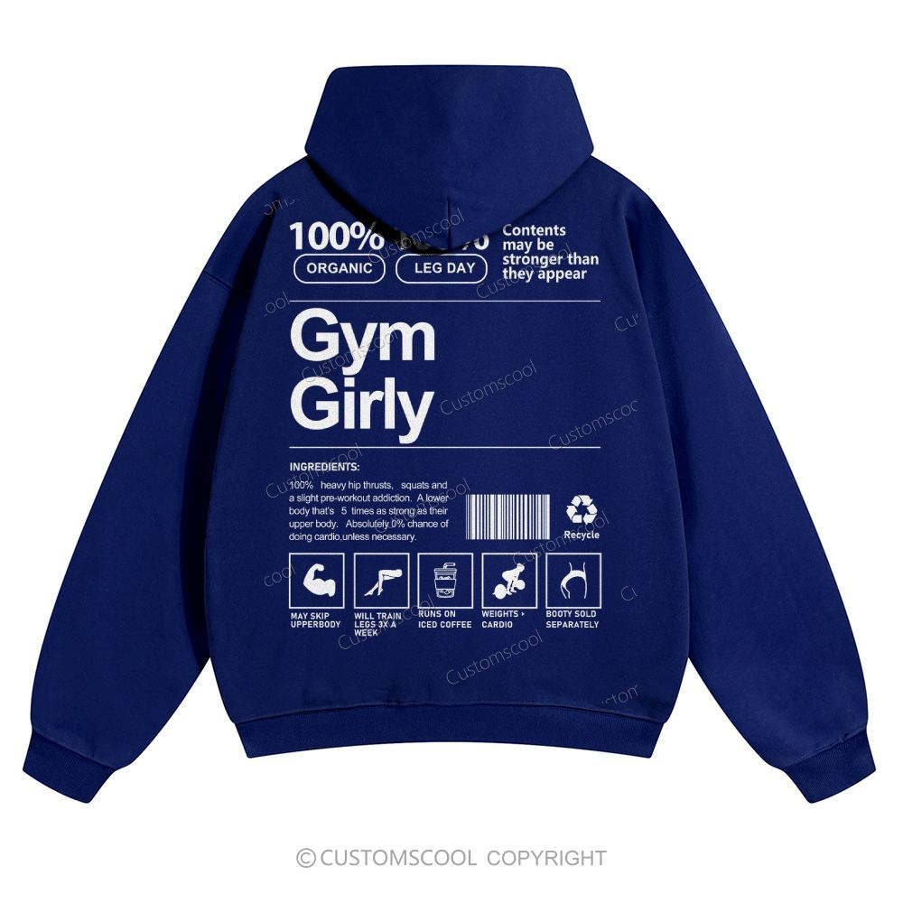 Gym Girly Solid Color Hoodie Customscool