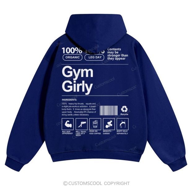 Gym Girly Solid Color Hoodie Customscool