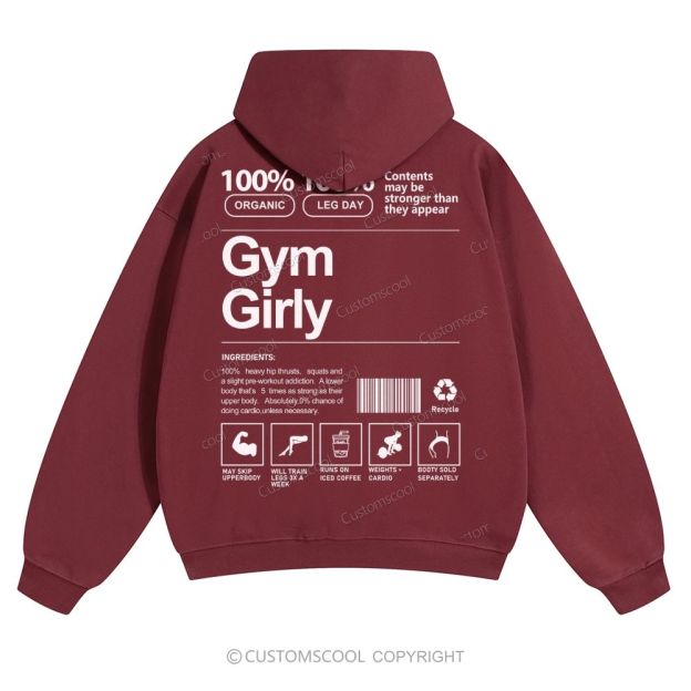 Gym Girly Solid Color Hoodie Customscool