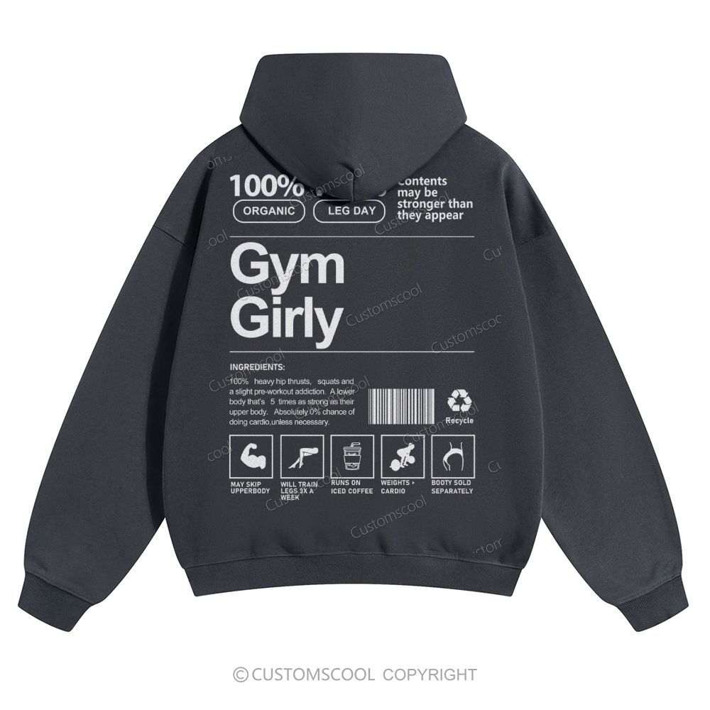 Gym Girly Solid Color Hoodie Customscool