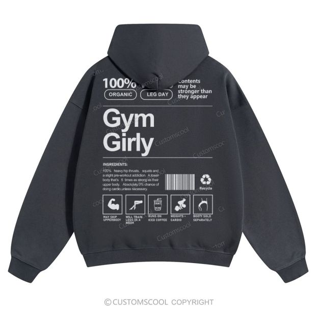 Gym Girly Solid Color Hoodie Customscool