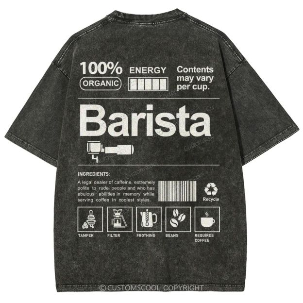 Barista Addcustom Unisex Fit Washed T-Shirt Customscool