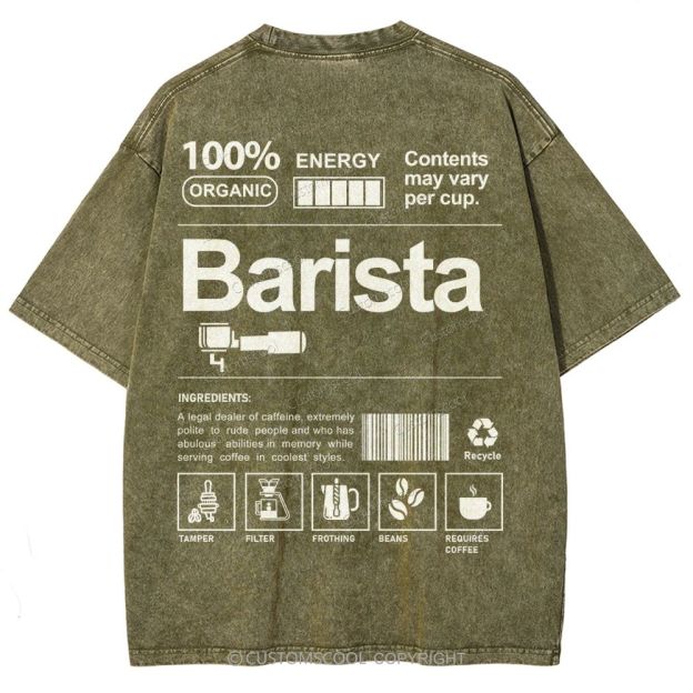 Barista Addcustom Unisex Fit Washed T-Shirt Customscool