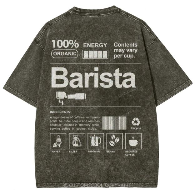 Barista Addcustom Unisex Fit Washed T-Shirt Customscool