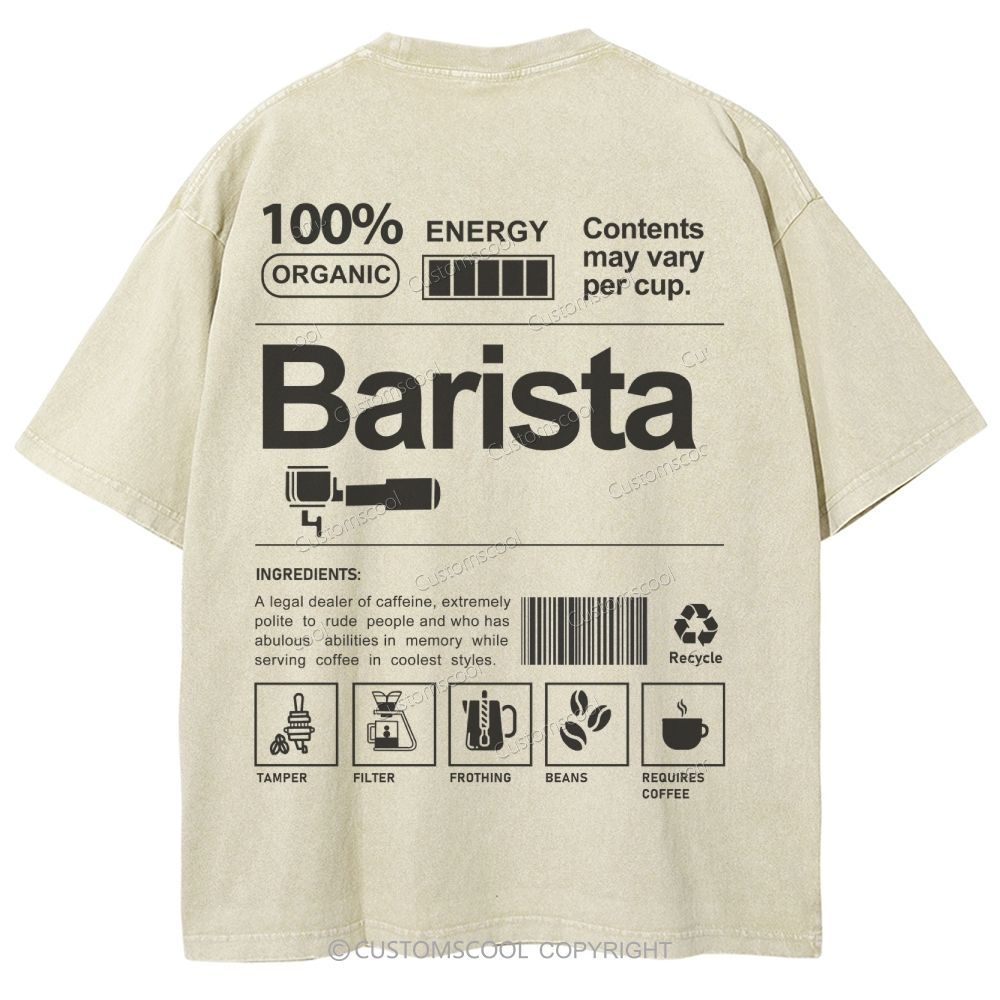 Barista Addcustom Unisex Fit Washed T-Shirt Customscool