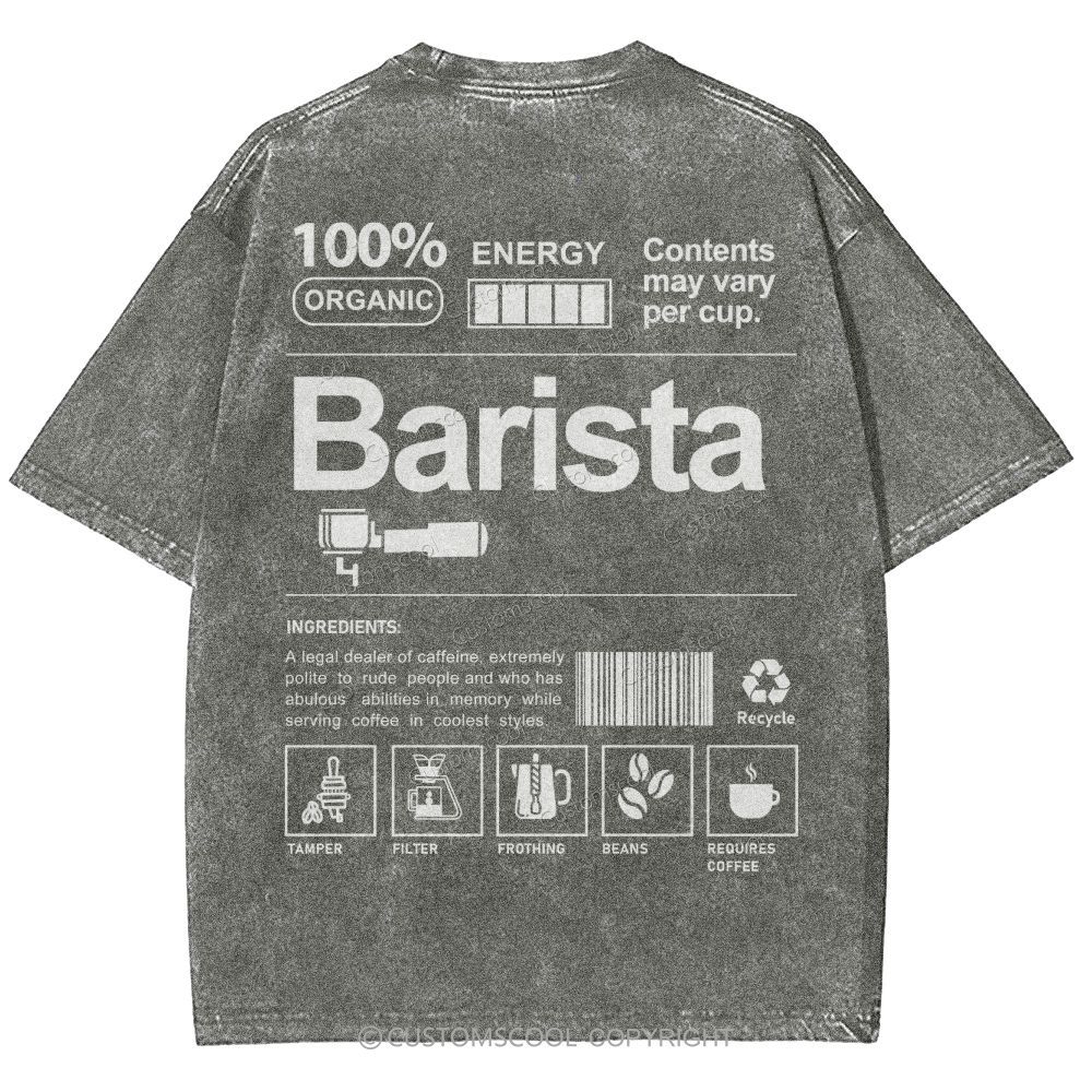 Barista Addcustom Unisex Fit Washed T-Shirt Customscool