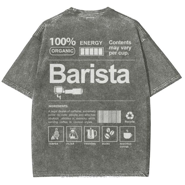Barista Addcustom Unisex Fit Washed T-Shirt Customscool