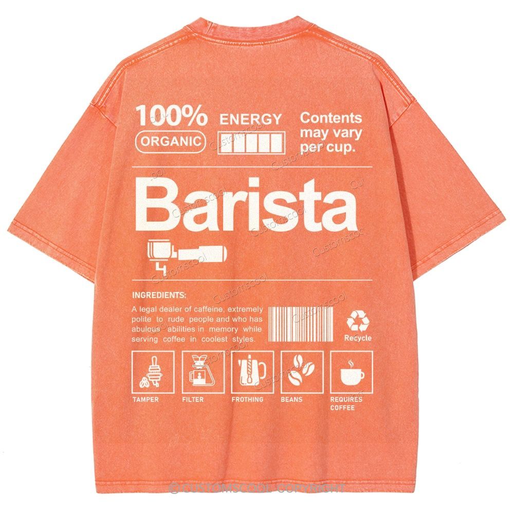 Barista Addcustom Unisex Fit Washed T-Shirt Customscool