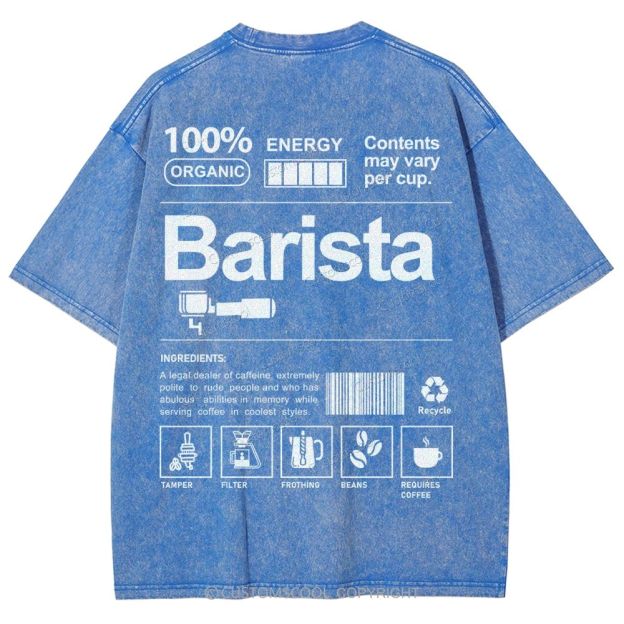 Barista Addcustom Unisex Fit Washed T-Shirt Customscool