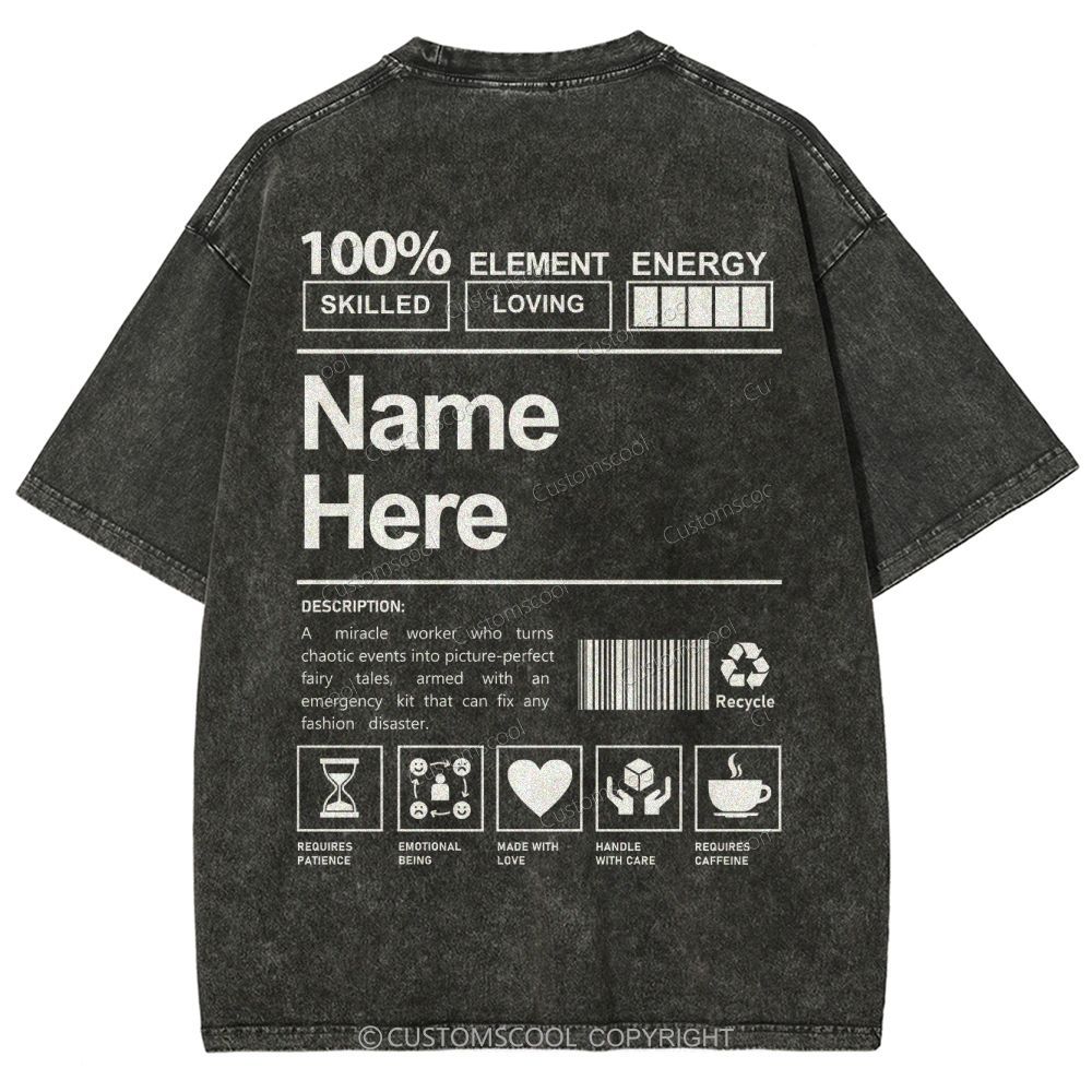 Addcustom Name And Your Description Unisex Fit Washed T-Shirt Customscool