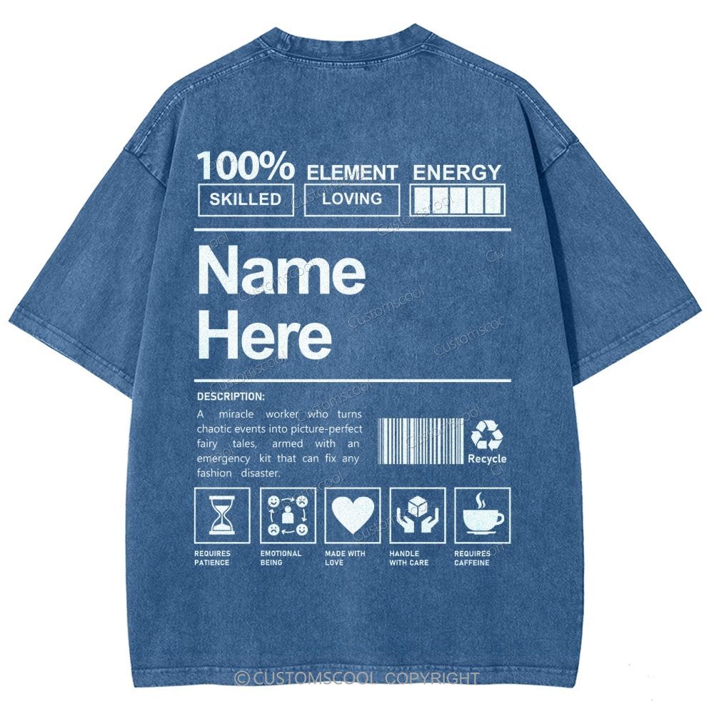 Addcustom Name And Your Description Unisex Fit Washed T-Shirt Customscool