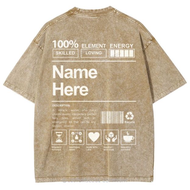 Addcustom Name And Your Description Unisex Fit Washed T-Shirt Customscool