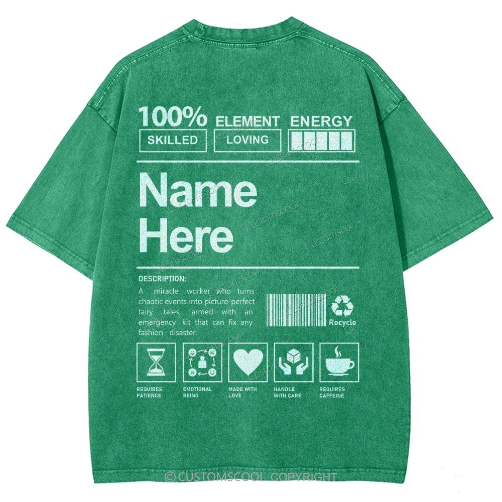 Addcustom Name And Your Description Unisex Fit Washed T-Shirt Customscool