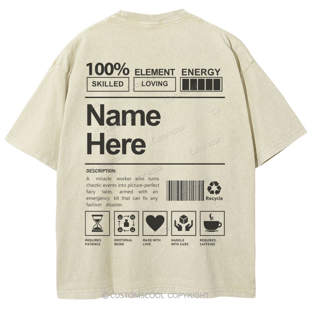 Addcustom Name And Your Description Unisex Fit Washed T-Shirt Customscool