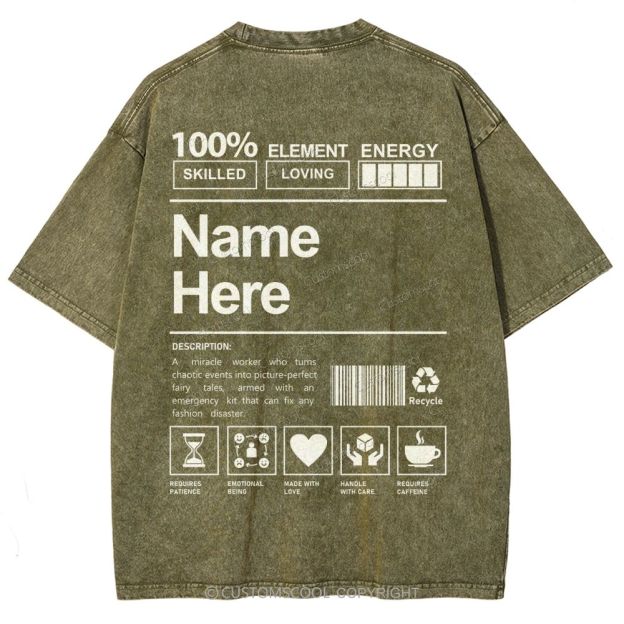 Addcustom Name And Your Description Unisex Fit Washed T-Shirt Customscool