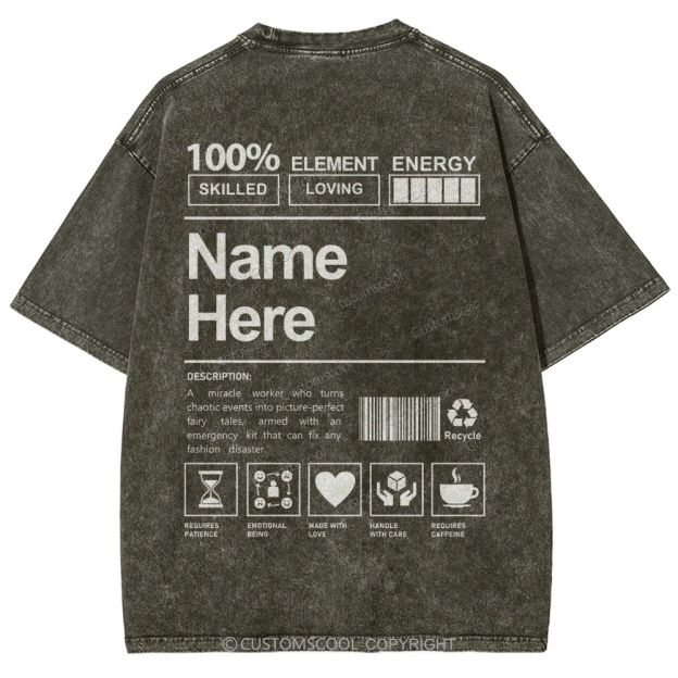 Addcustom Name And Your Description Unisex Fit Washed T-Shirt Customscool