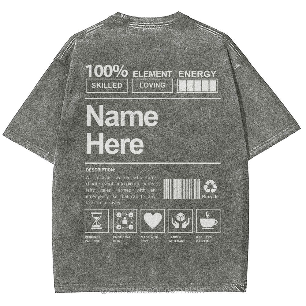 Addcustom Name And Your Description Unisex Fit Washed T-Shirt Customscool