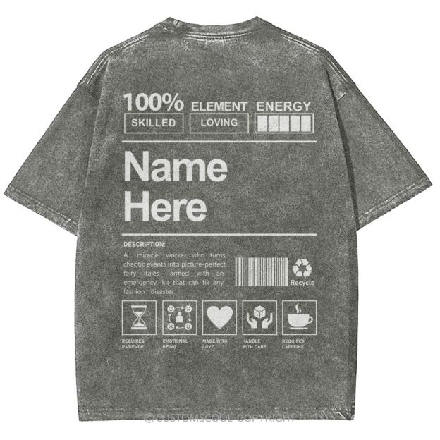 Addcustom Name And Your Description Unisex Fit Washed T-Shirt Customscool