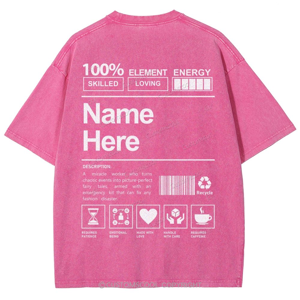 Addcustom Name And Your Description Unisex Fit Washed T-Shirt Customscool