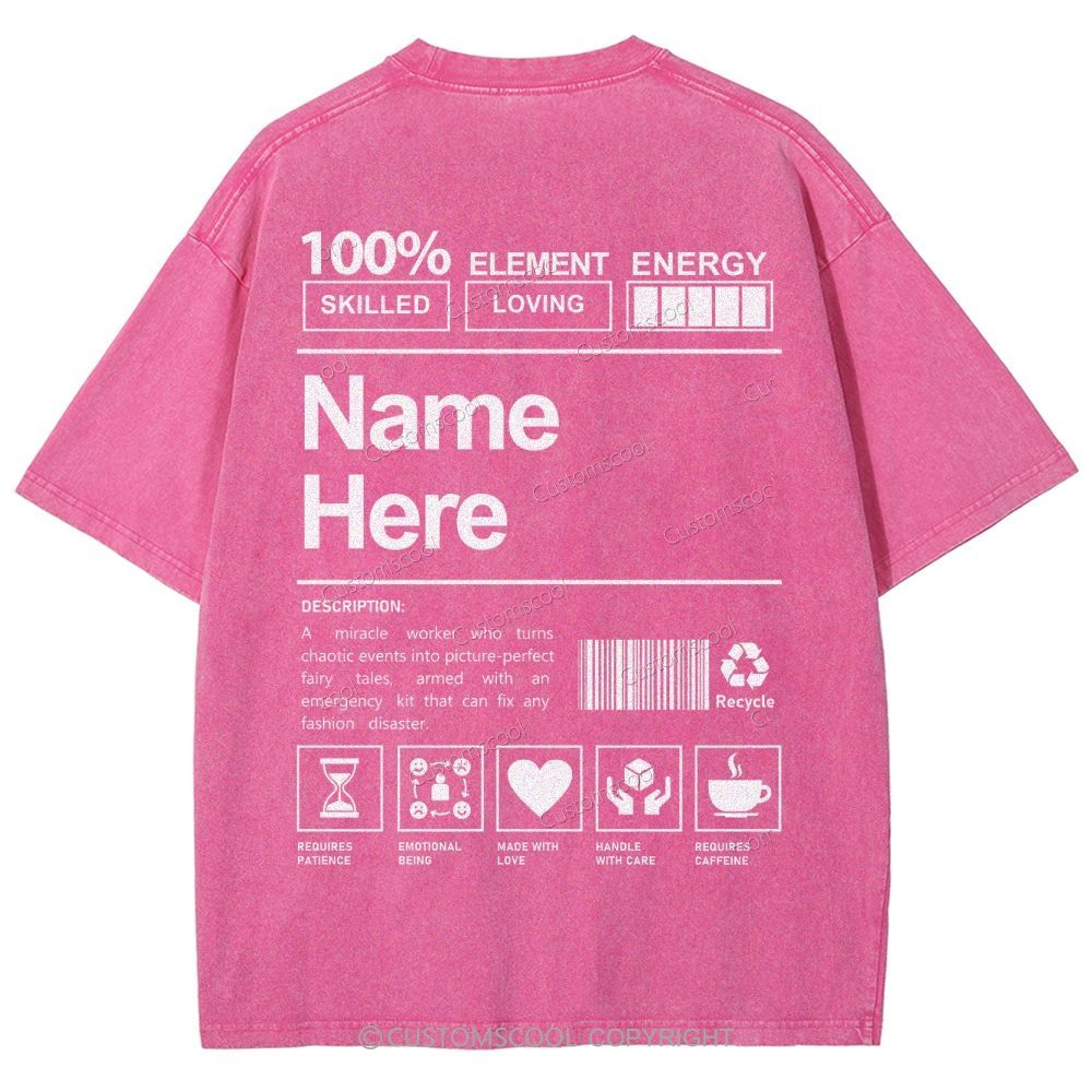 Addcustom Name And Your Description Unisex Fit Washed T-Shirt Customscool