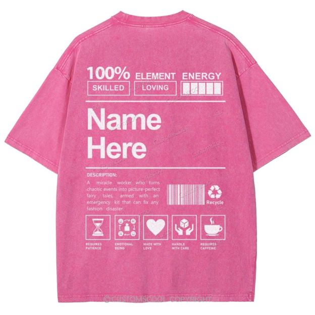 Addcustom Name And Your Description Unisex Fit Washed T-Shirt Customscool