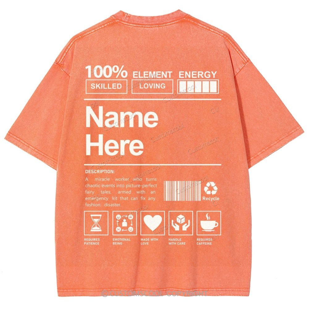Addcustom Name And Your Description Unisex Fit Washed T-Shirt Customscool