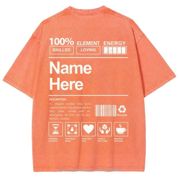 Addcustom Name And Your Description Unisex Fit Washed T-Shirt Customscool
