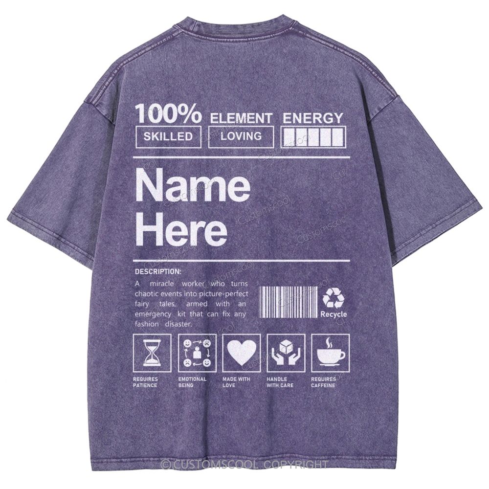 Addcustom Name And Your Description Unisex Fit Washed T-Shirt Customscool
