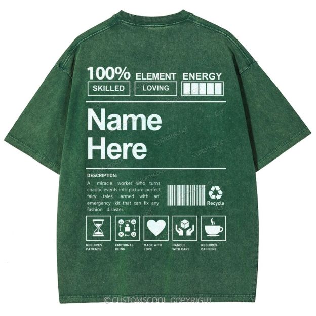 Addcustom Name And Your Description Unisex Fit Washed T-Shirt Customscool