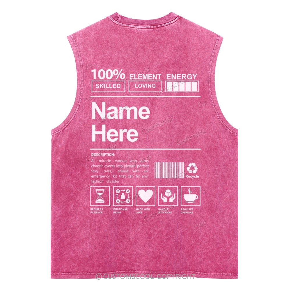 Addcustom Name And Your Description Unisex Washed Tank Top Customscool