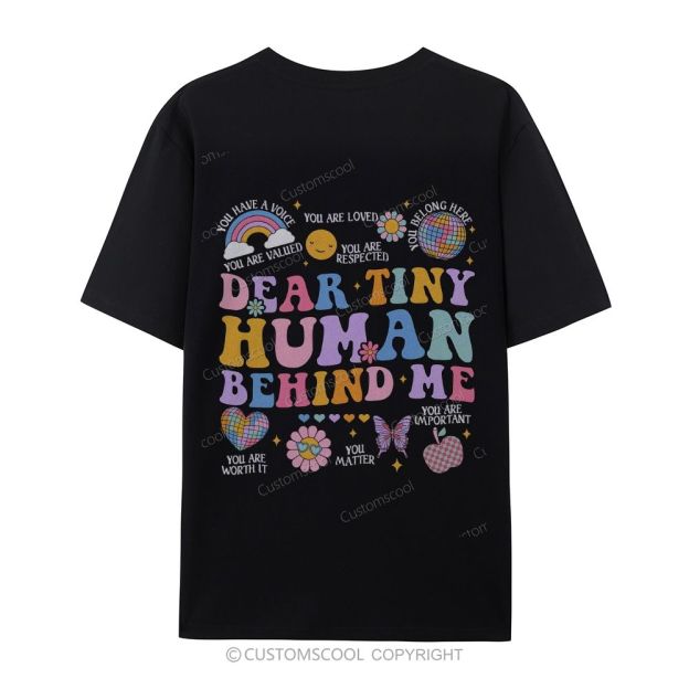 Dear Tiny Human Behind Me Casual Short Sleeve T-Shirt Customscool