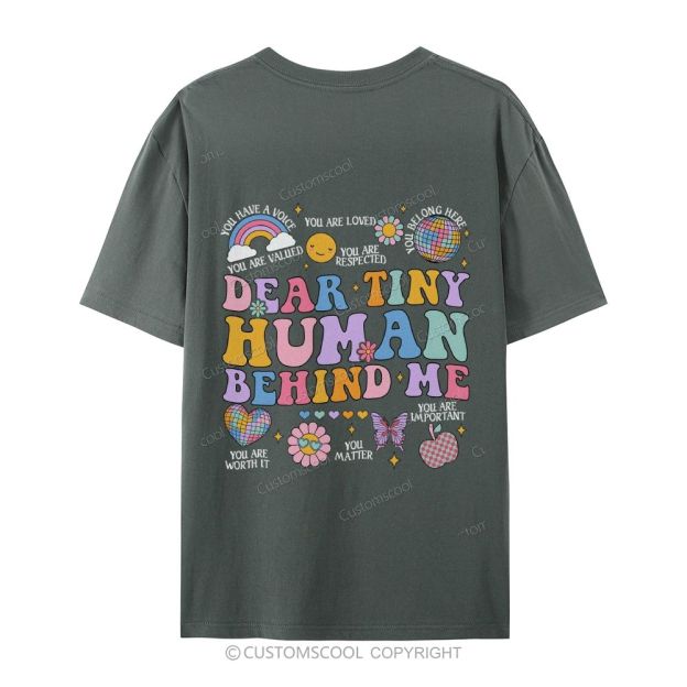 Dear Tiny Human Behind Me Casual Short Sleeve T-Shirt Customscool